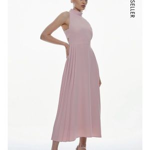 Soft Tailored Pleated Panel Midaxi Dress in blush size 6